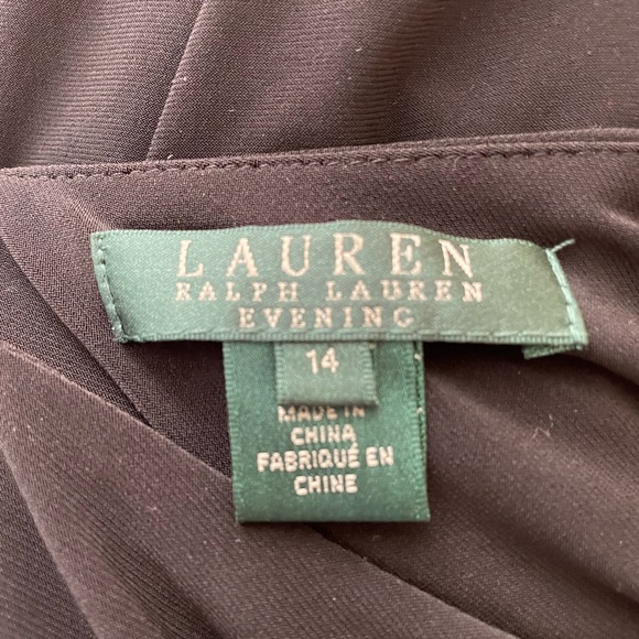 New Ralph Lauren Evening Size 14 Long Sleeve Long Black Dress with Ruffle Trim - Picture 5 of 5